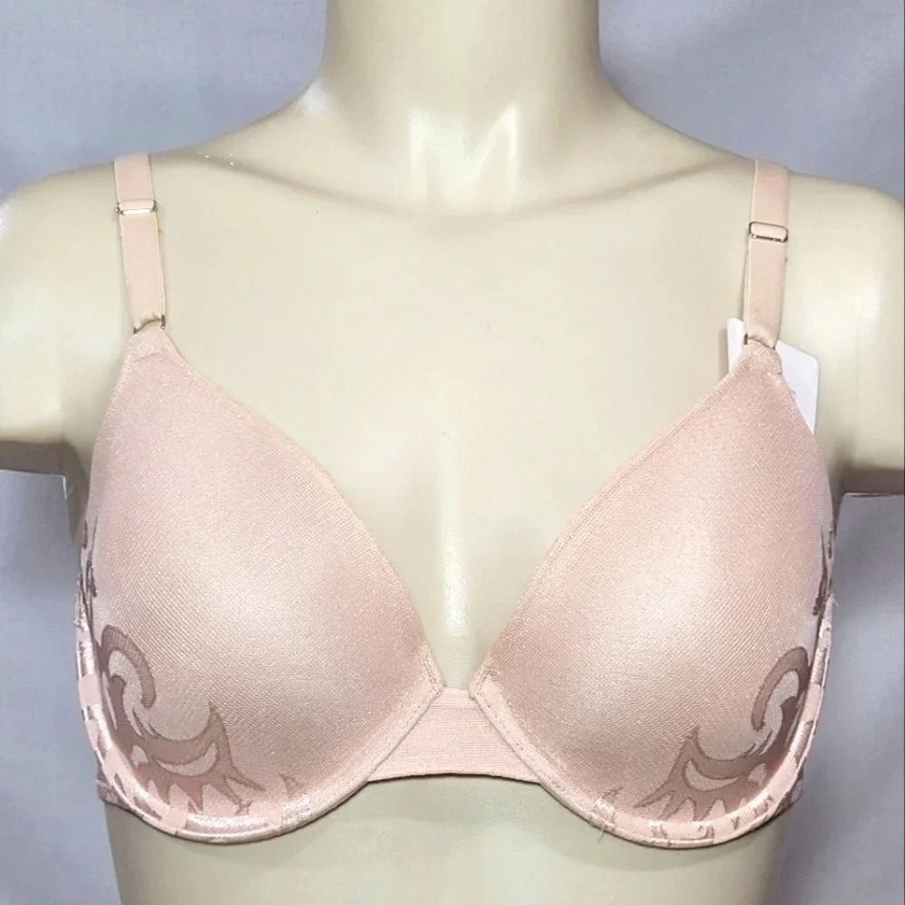 34D Vanity Fair Beautiful Embrace Average Cover UW Bra Rose Beige NWT